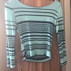 Light blue / black top